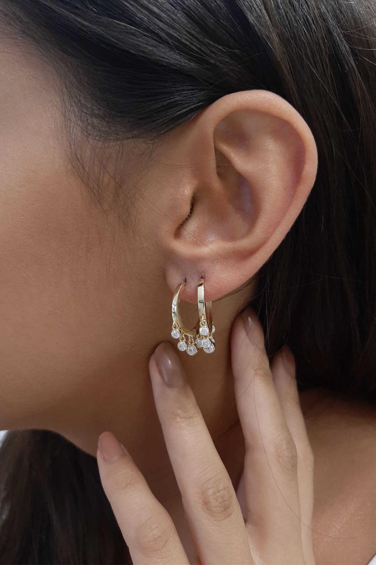14ct Gold 5-Stone Earrings